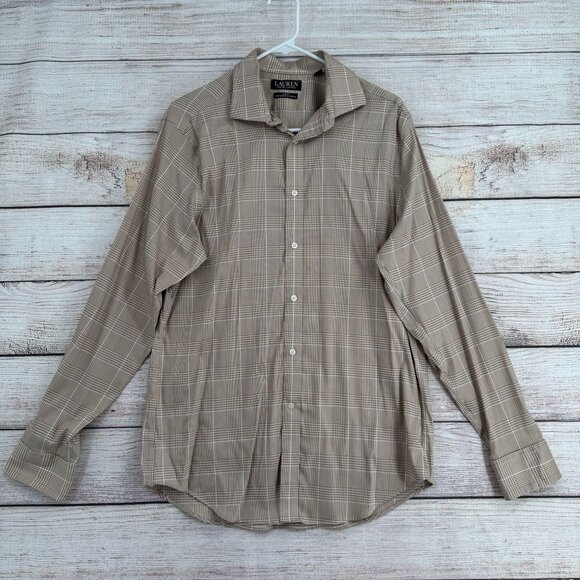 Lauren Ralph Lauren Black Label Slim Fit Performance Stretch Shirt Men's L Beige - Picture 1 of 13